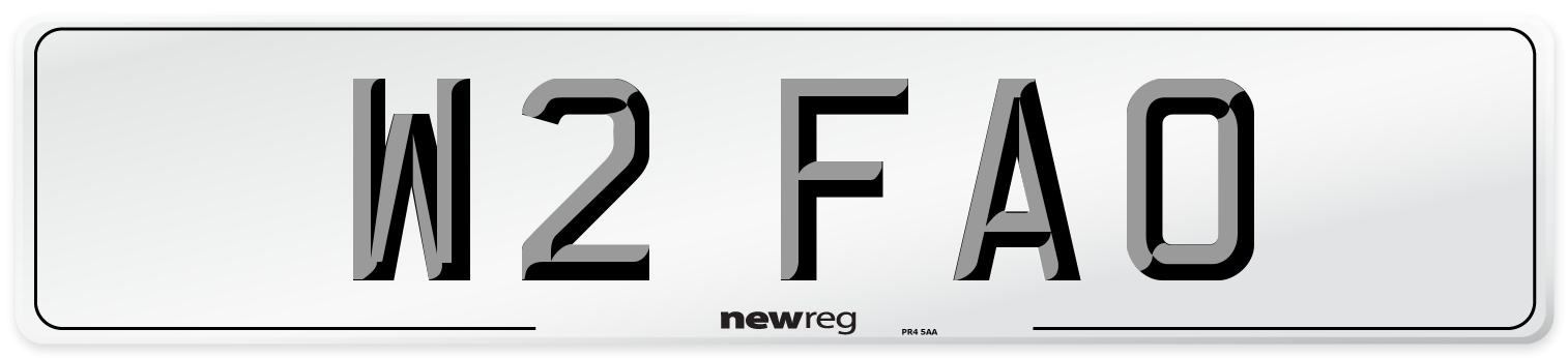 W2 FAO Number Plate from New Reg